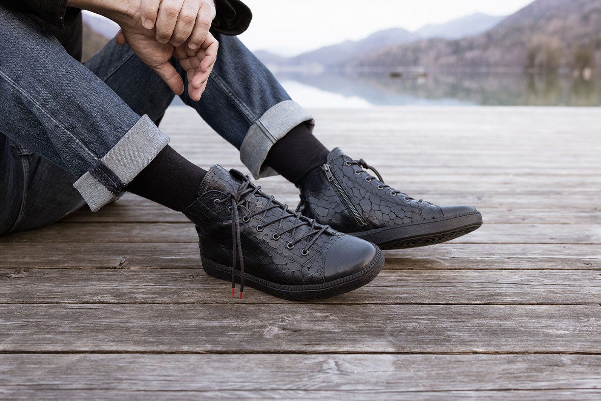 Think! Men TURNA Herren Sneakers high with zip - Material: Leather combination - Color: Black/Combi